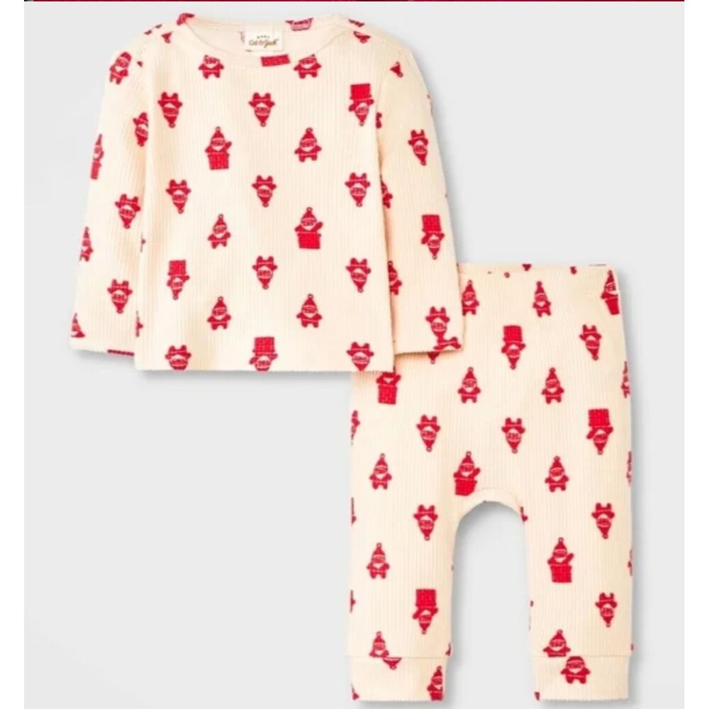 Baby Cat & Jack 2pc Christmas Santa Top & Bottom Set NWT 18M